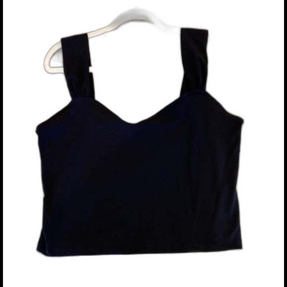 Abercrombie & Fitch Cropped Tank Top Plus Size XL Black Rounded Neck + Stretch - Picture 1 of 8